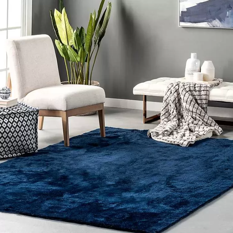 Whitlow Navy Shag Washable Area Rug, 8x10>Kirklands Home Best