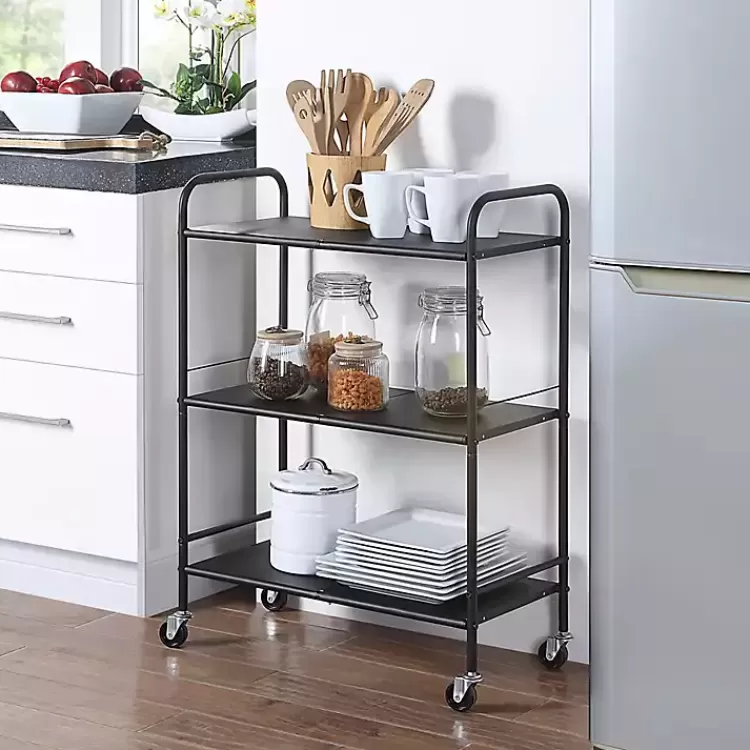 Wide Metal 3-Tier Storage Cart>Kirklands Home Cheap