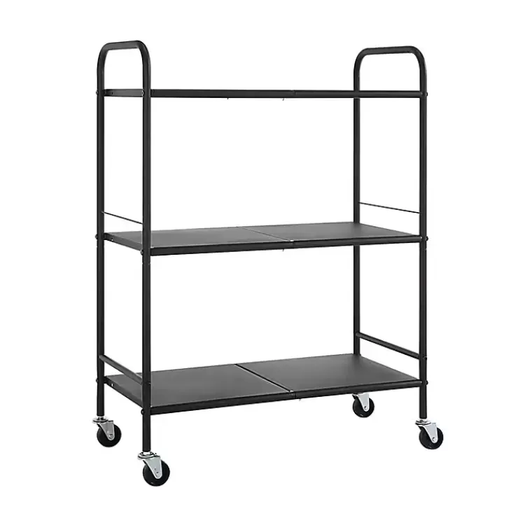 wide_black_metal_tier_storage_cart_4.webp Wide Metal 3-Tier Storage Cart>Kirklands Home Cheap