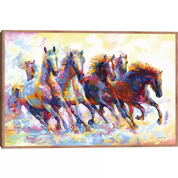 Wild Horses Running Framed Canvas Art Print>Kirklands Home Cheap