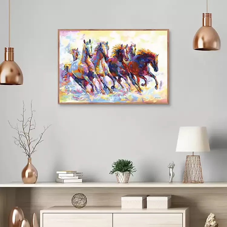 Wild Horses Running Framed Canvas Art Print>Kirklands Home Cheap