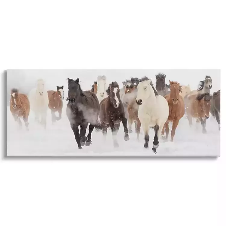Wild Winter Horses Canvas Art Print, 48x20 in.>Kirklands Home Outlet