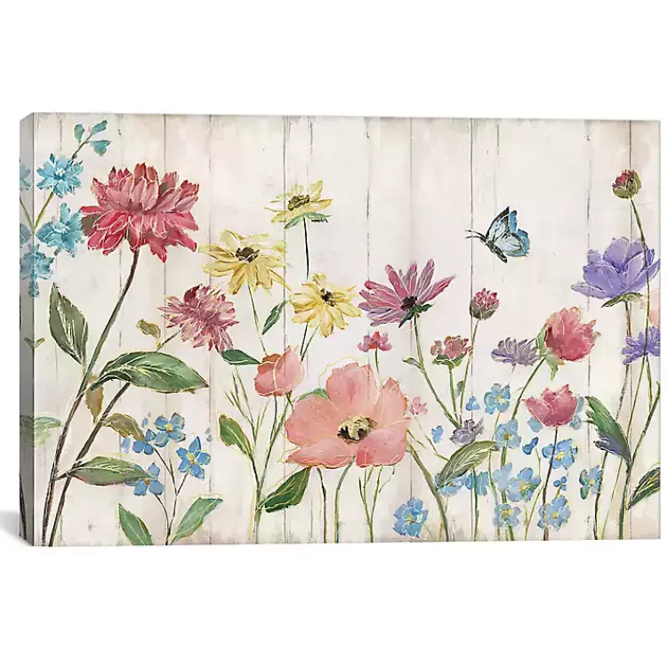 Wildflower Flutter on Wood Canvas Art Print>Kirklands Home Outlet