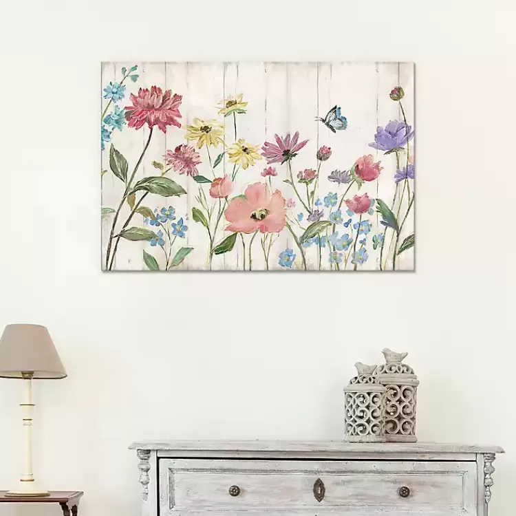 Wildflower Flutter on Wood Canvas Art Print>Kirklands Home Outlet