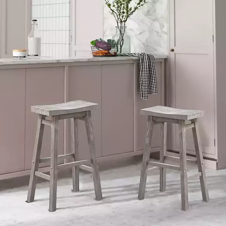 wire_brushed_gray_saddle_wood_bar_stool_5.webp Wire Brushed Saddle Wood Bar Stool>Kirklands Home Clearance