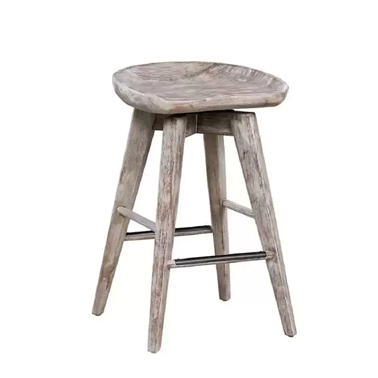 Wirebrushed Barnwood Swivel Counter Stool>Kirklands Home Shop