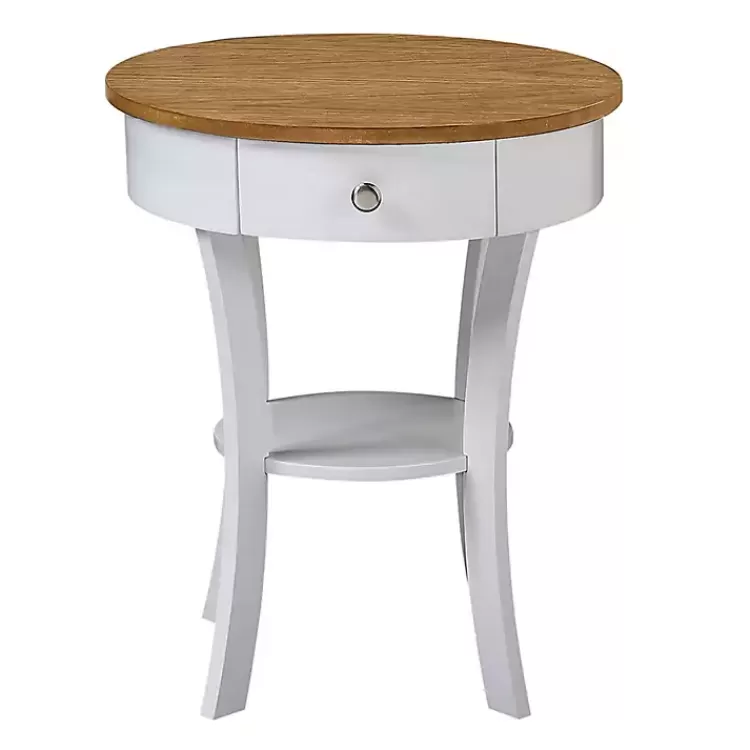 wood__white_curved_legs_round_drawer_accent_table_3.webp Wood & White Curved Legs Round Drawer Accent Table>Kirklands Home Flash Sale