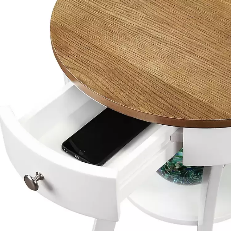 wood__white_curved_legs_round_drawer_accent_table_4.webp Wood & White Curved Legs Round Drawer Accent Table>Kirklands Home Flash Sale