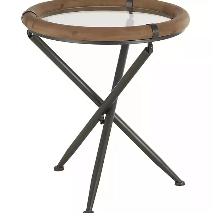 Wood and Glass Round Tripod Accent Table>Kirklands Home Sale