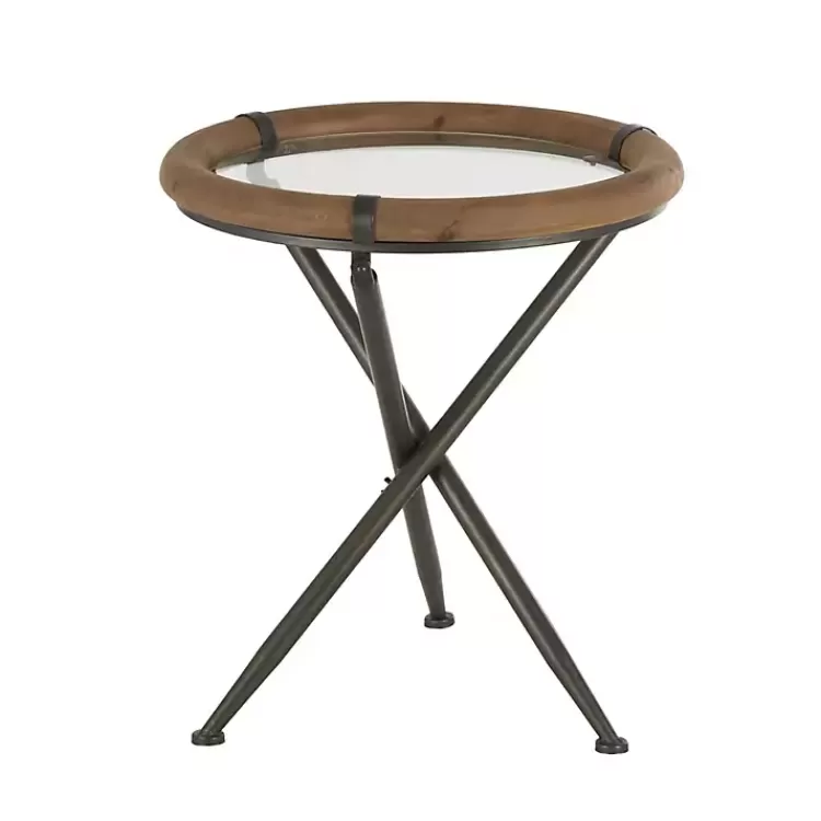 Wood and Glass Round Tripod Accent Table>Kirklands Home Sale