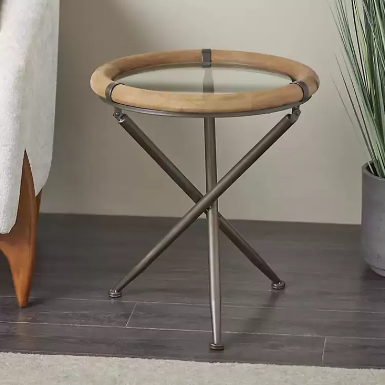 wood_and_glass_round_tripod_accent_table_6.webp Wood and Glass Round Tripod Accent Table>Kirklands Home Sale
