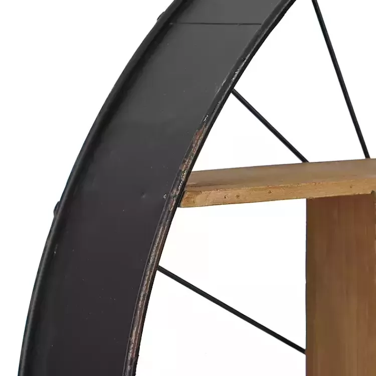 wood_and_iron_bicycle_wheel_shelf_2.webp Wood and Iron Bicycle Wheel Shelf>Kirklands Home Online