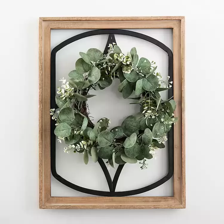 Wood and Metal Framed Wreath Wall Plaque>Kirklands Home Clearance