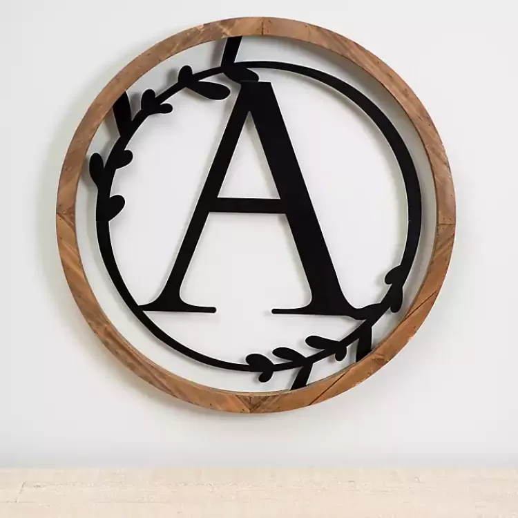 Wood and Metal Laurel Monogram A Plaque>Kirklands Home Cheap