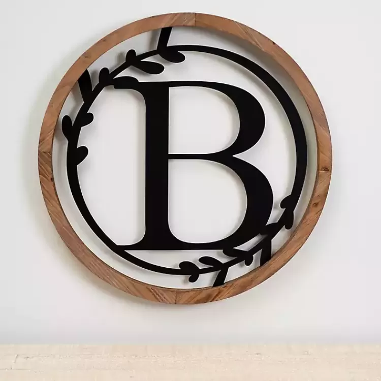 Wood and Metal Laurel Monogram B Plaque>Kirklands Home Hot