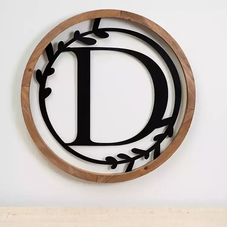 Wood and Metal Laurel Monogram D Plaque>Kirklands Home Sale