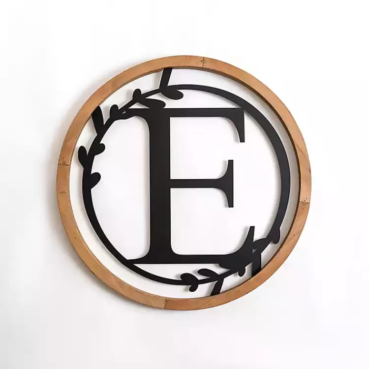 Wood and Metal Laurel Monogram E Plaque>Kirklands Home Hot