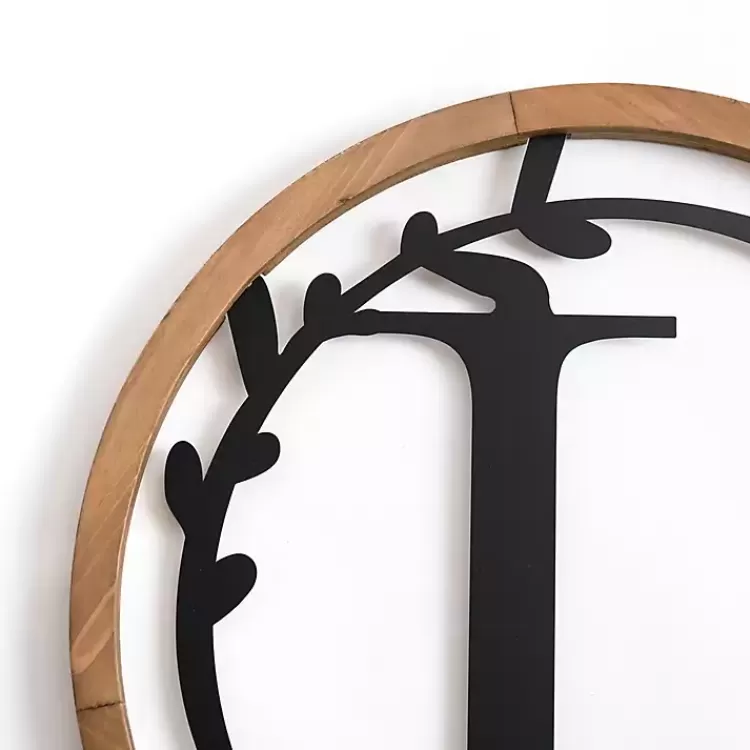 Wood and Metal Laurel Monogram L Plaque>Kirklands Home Fashion