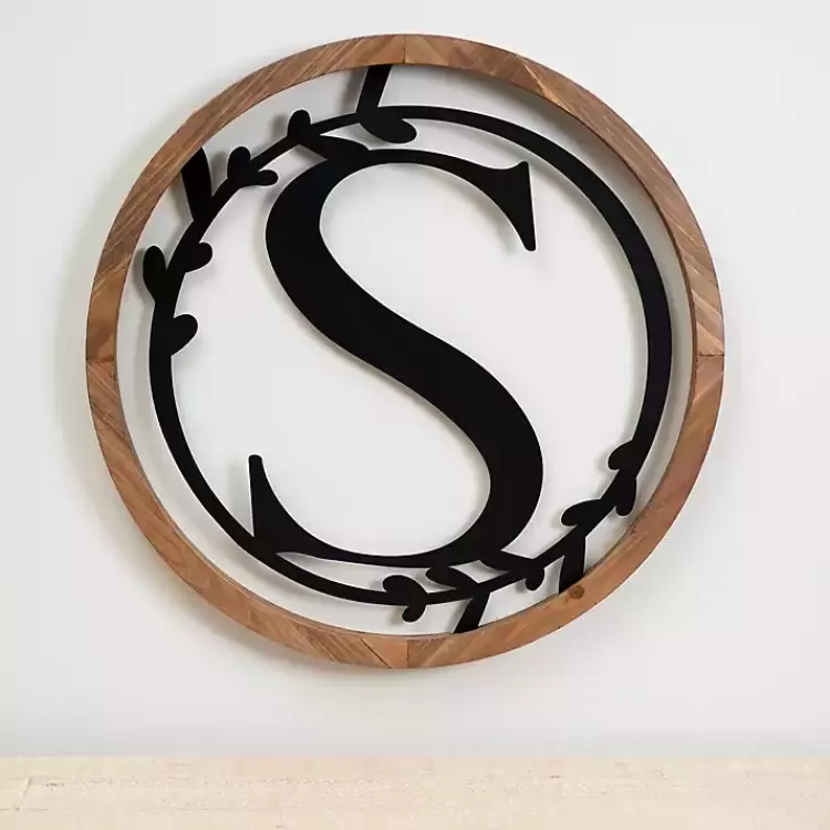 Wood and Metal Laurel Monogram S Plaque>Kirklands Home Best