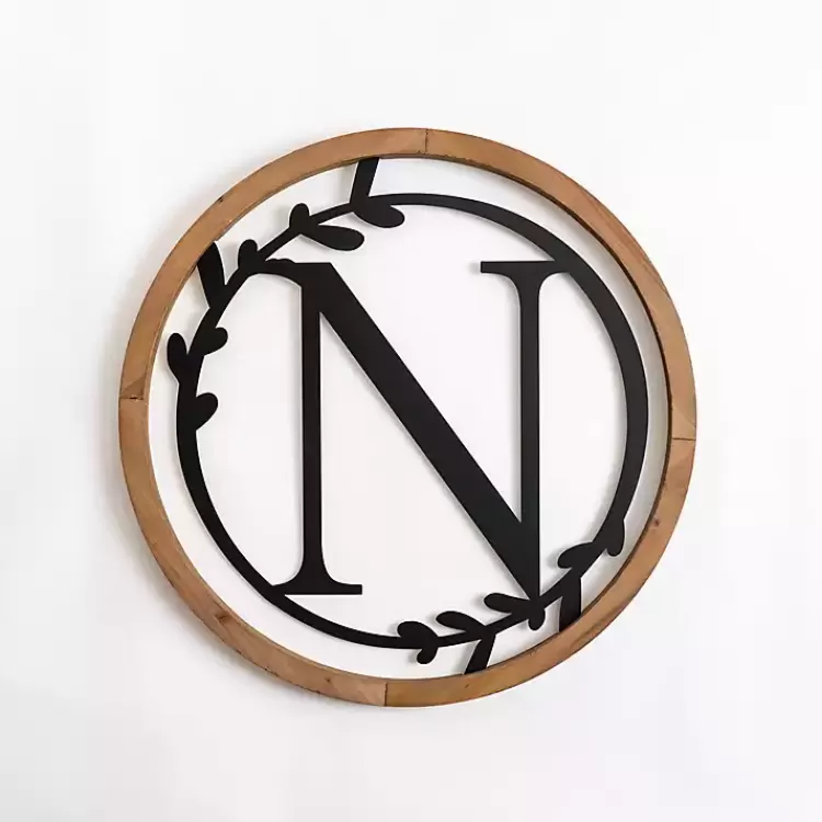 Wood and Metal Laurel N Plaque>Kirklands Home Discount