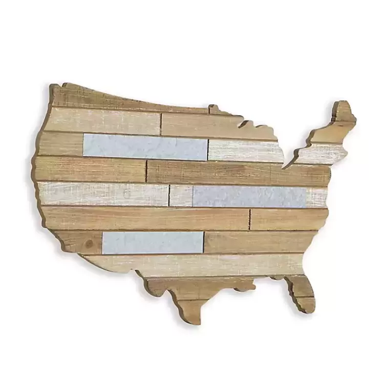 Wood and Metal Plank USA Map Wall Plaque>Kirklands Home Best