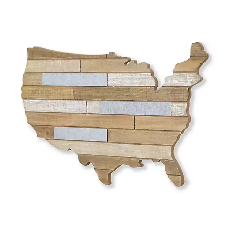 Wood and Metal Plank USA Map Wall Plaque>Kirklands Home Best
