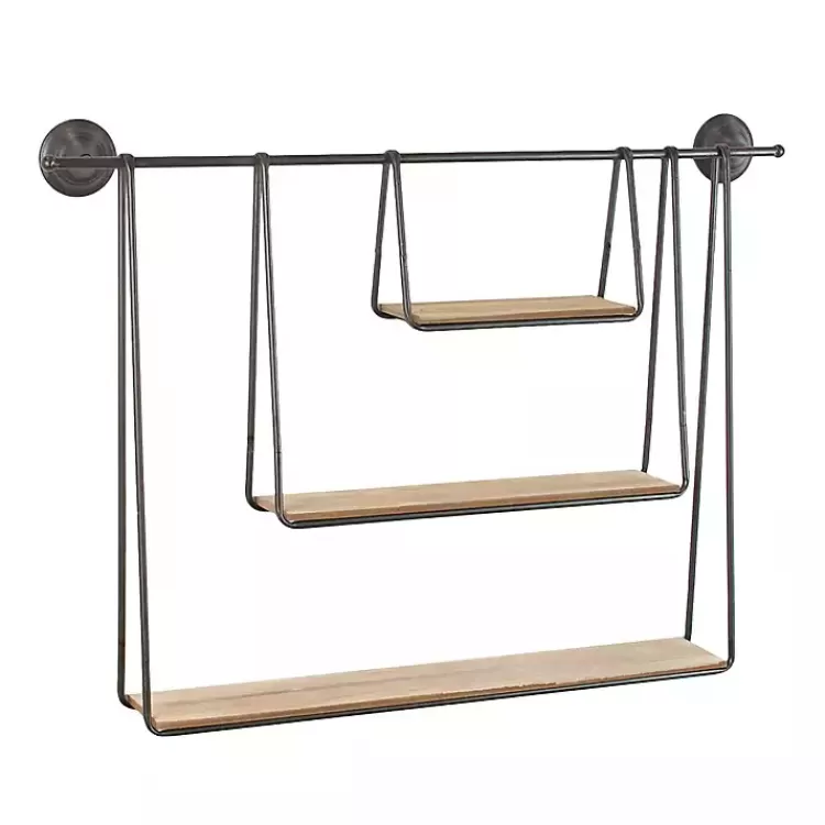 Wood and Metal Three-Tier Side Modern Wall Shelf>Kirklands Home Best