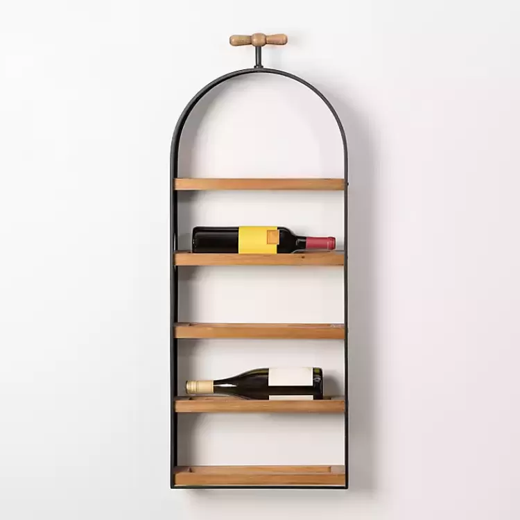 Wood and Metal 5-Tier Wine Bottle Wall Shelf>Kirklands Home Outlet