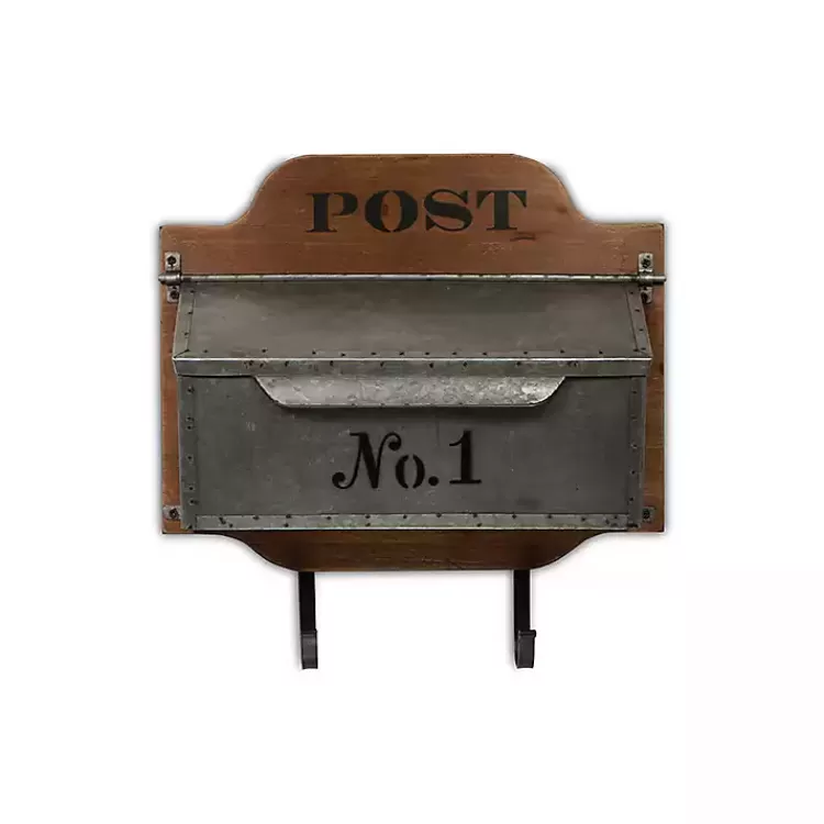 Wood and Metal Wall Storage Mail Box with Hooks>Kirklands Home Hot