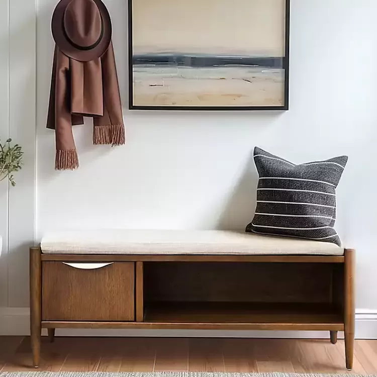 Wood Arcadia Storage Bench with Cushion>Kirklands Home Outlet