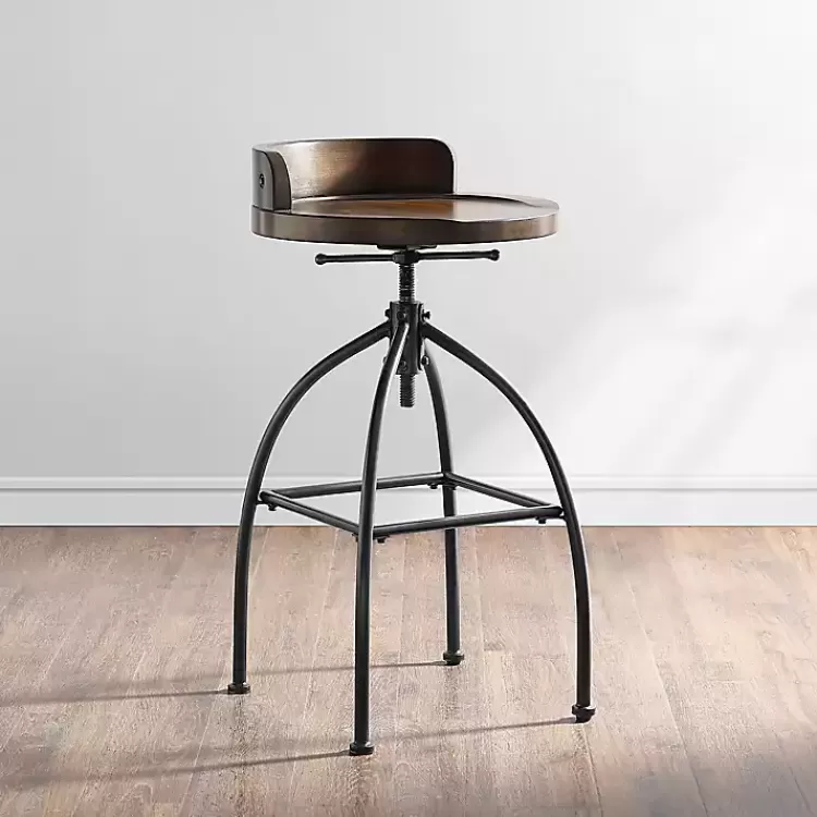 Wood Edgar Industrial Adjustable Stool>Kirklands Home Store