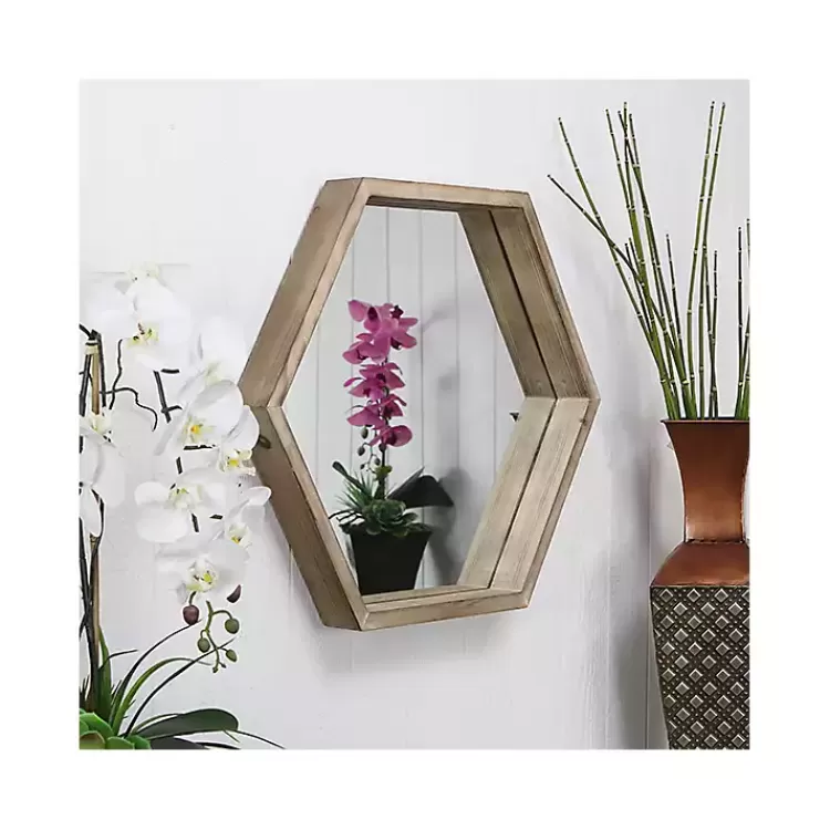 Wood Frame Hexagon Wall Mirror>Kirklands Home Store