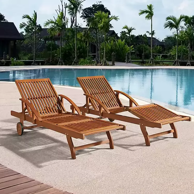 Wood 2-pc. Outdoor Lounge Chair with Leg Rest Set>Kirklands Home Cheap