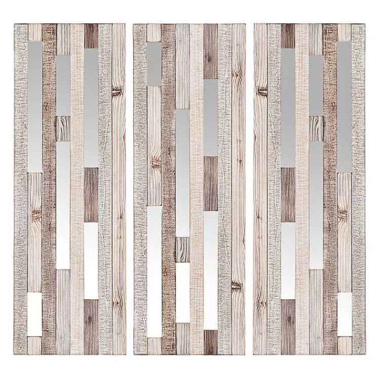Wood Plank and Mirror Slice Wall Plaques, Set of 3>Kirklands Home Outlet