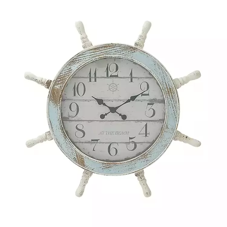 Wood Ship Wheel Wall Clock>Kirklands Home Cheap