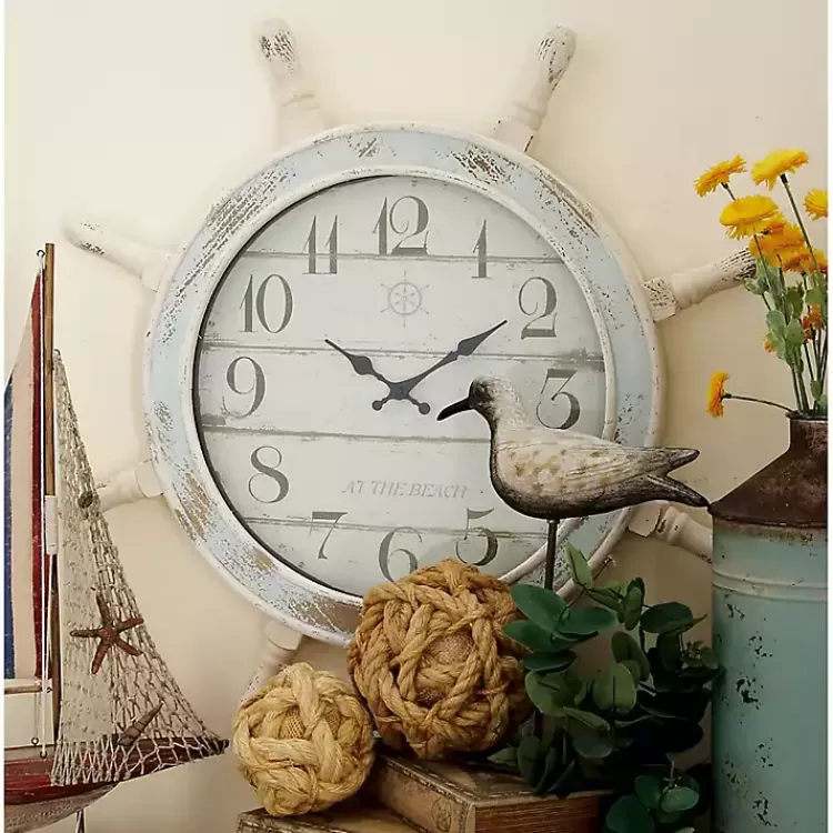 Wood Ship Wheel Wall Clock>Kirklands Home Cheap
