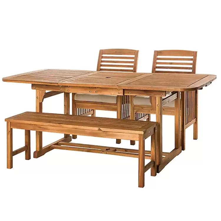 wood_slat_back_pc_outdoor_dining_set_3.webp Wood Slat Back 4-pc. Outdoor Dining Set>Kirklands Home Shop