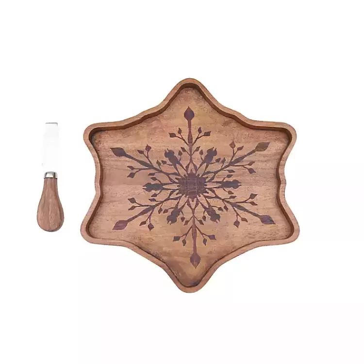 Wood Snowflake Serving Board with Spreader>Kirklands Home Sale