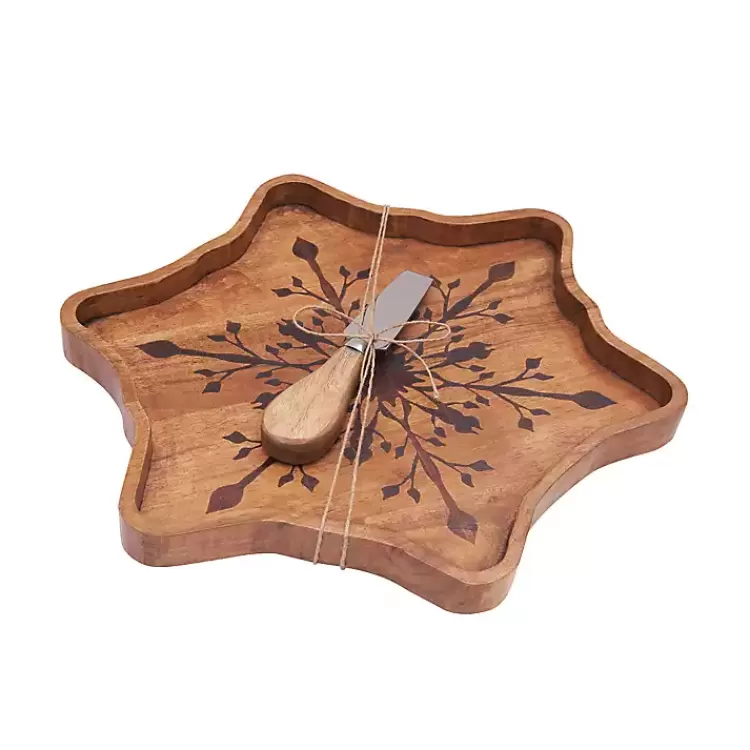 Wood Snowflake Serving Board with Spreader>Kirklands Home Sale