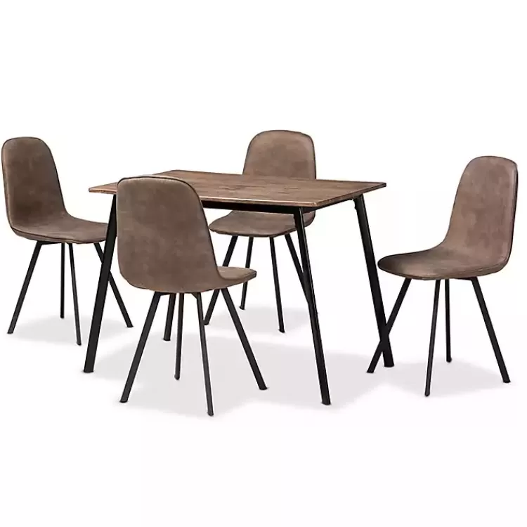 Wood Table and Leather Chairs 5-pc. Dining Set>Kirklands Home Discount
