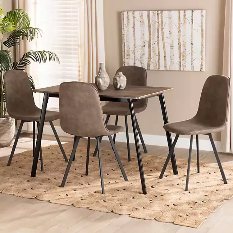 wood_table_and_leather_chairs_pc_dining_set_5.webp Wood Table and Leather Chairs 5-pc. Dining Set>Kirklands Home Discount