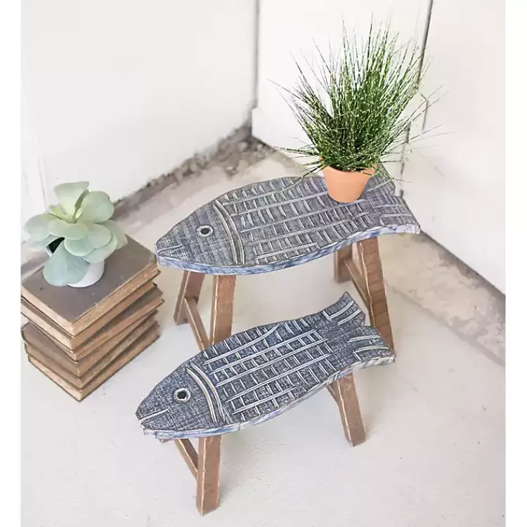 Wooden Fish Stool Plant Stands, Set of 2>Kirklands Home Outlet