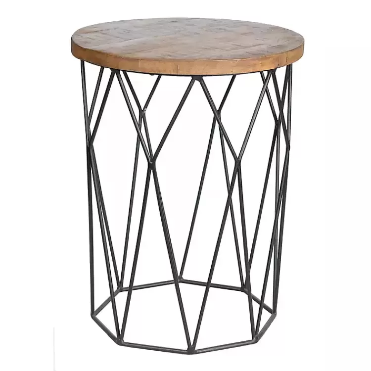 Wooden Top Geometric Chadwick Accent Table>Kirklands Home Store