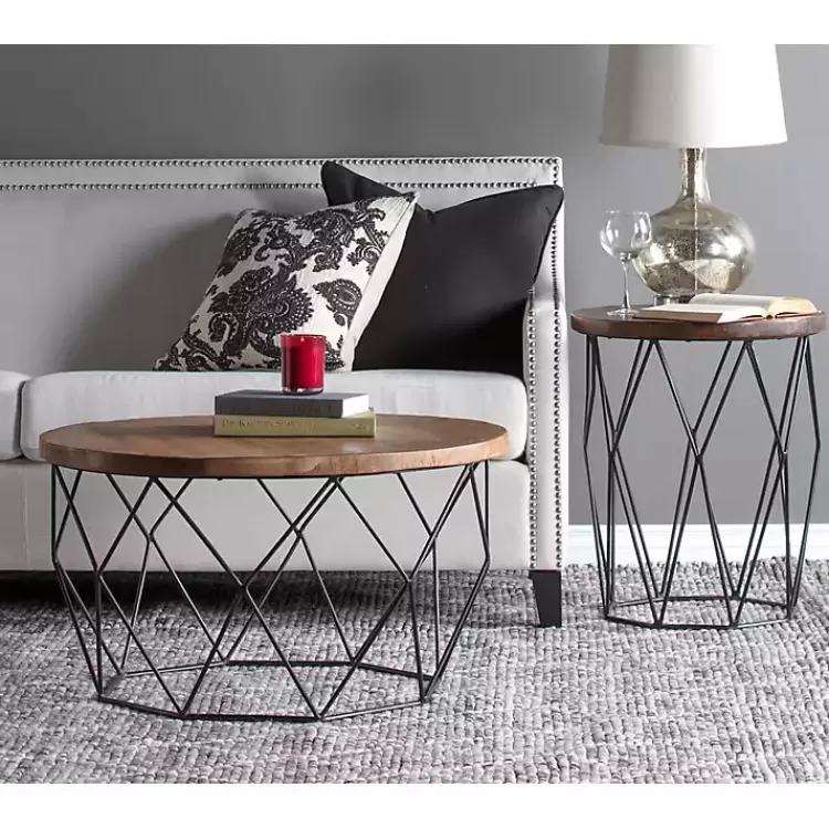Wooden Top Geometric Chadwick Coffee Table>Kirklands Home Online
