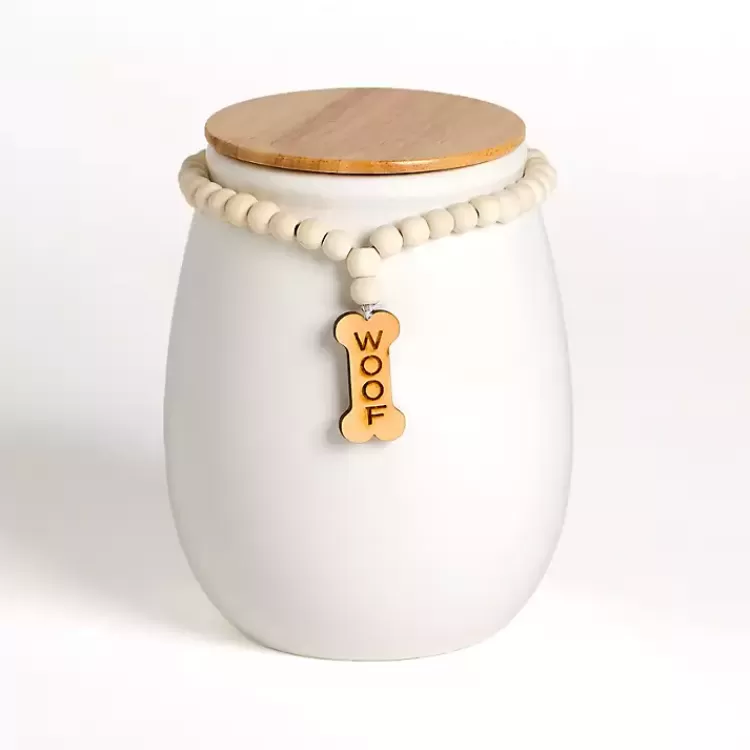 Woof Ceramic Dog Treat Canister with Beaded Accent>Kirklands Home Fashion