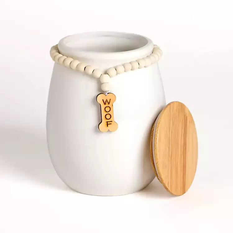 Woof Ceramic Dog Treat Canister with Beaded Accent>Kirklands Home Fashion
