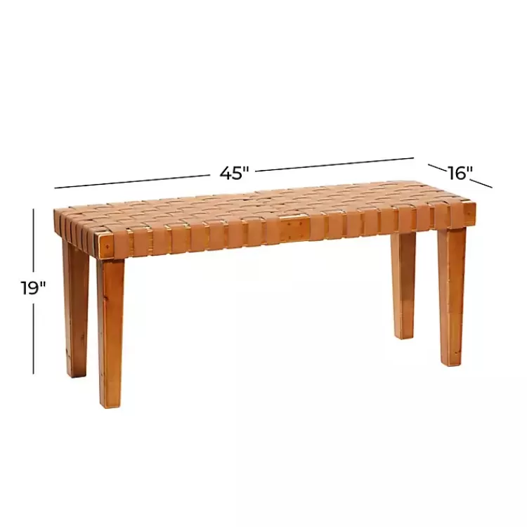 woven_leather_textured_wood_bench_4.webp Woven Leather Textured Wood Bench>Kirklands Home Hot