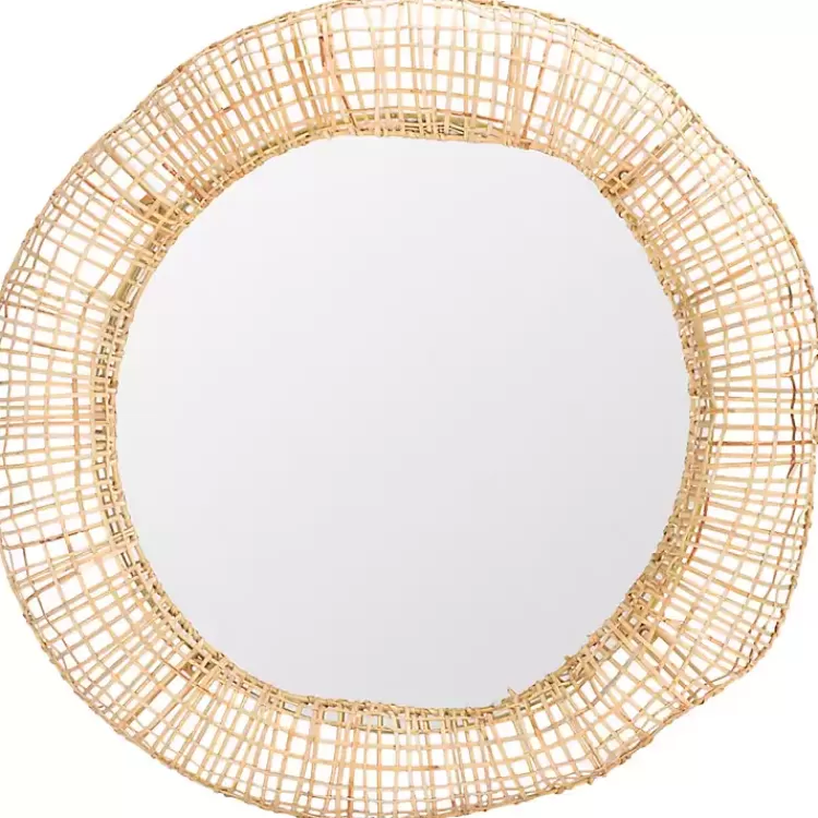 Woven Natural Cane Round Alia Wall Mirror>Kirklands Home New