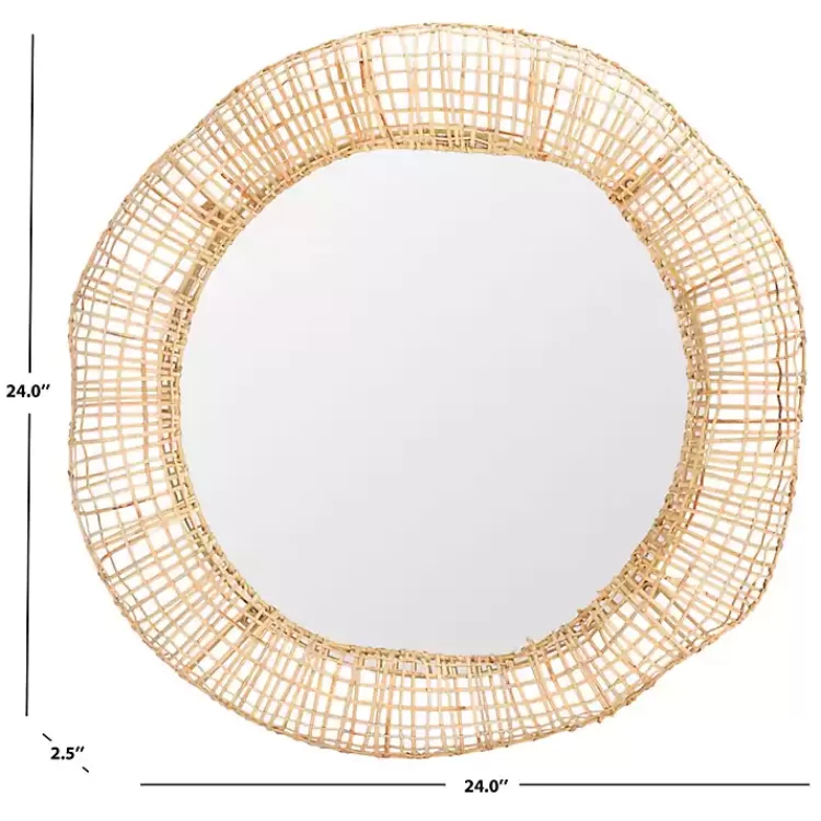 Woven Natural Cane Round Alia Wall Mirror>Kirklands Home New