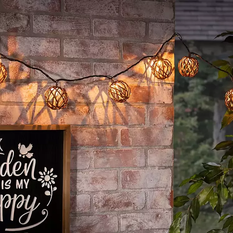 Woven Rattan Bulb Outdoor String Lights>Kirklands Home Cheap